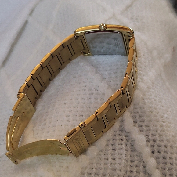 Coach EUC Lexington White Dial Ladies SS Gold Tone Watch w/Crystals & MoP Inlay - Picture 10 of 10